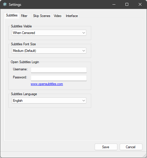 Subtitles display options